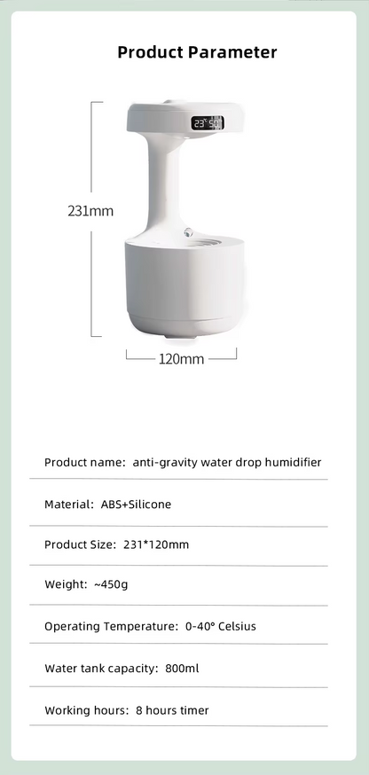 Premium Quality Anti-Gravity Humidifier with LED Display & Ultrasonic Technology